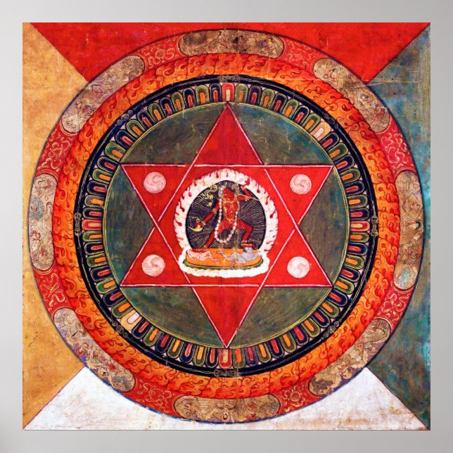 Póster Diagrama cósmico de Mandala para meditación (Frente)