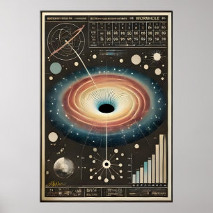 Póster Diagrama de Agujero de Gusano de la Era Espacial