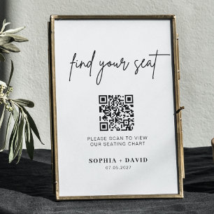 Póster diagrama de asientos del boda de código QR   encue