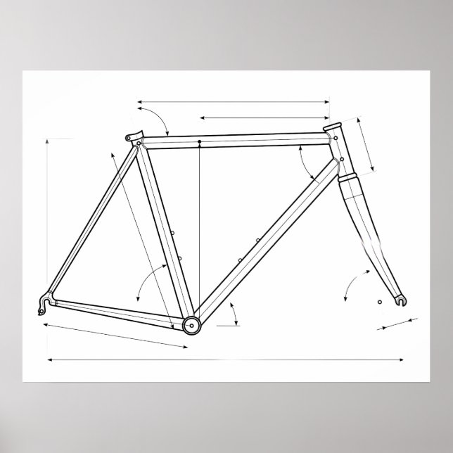 Póster Diagrama de geometría de cuadro de bicicleta  (Frente)