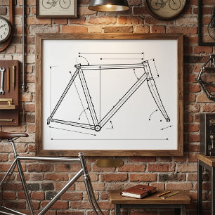 Póster Diagrama de geometría de cuadro de bicicleta