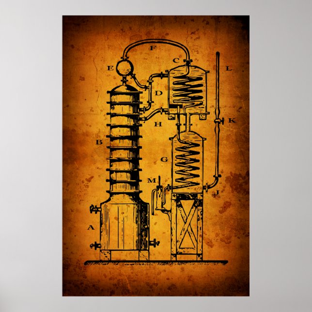 PÓSTER DIAGRAMA DE LÍQUOR DE VINTAGE AÚN (Frente)