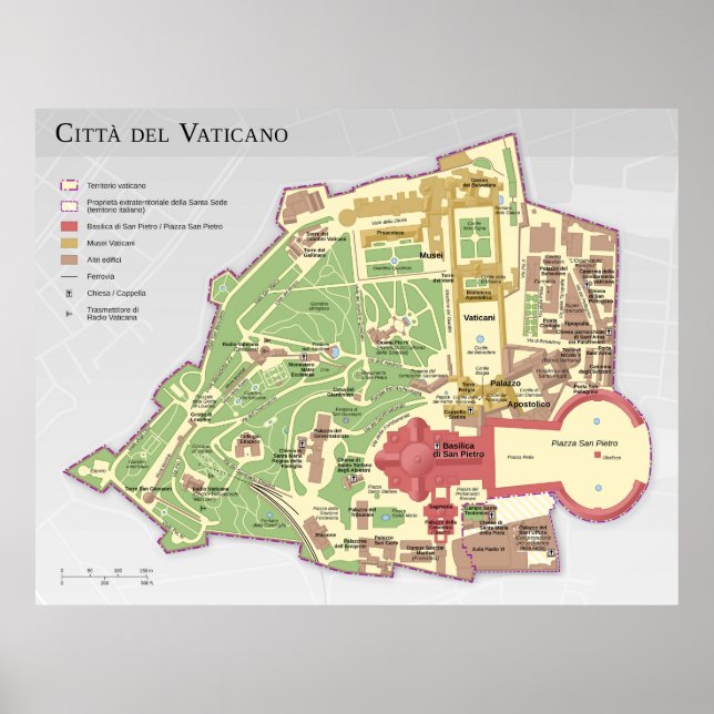 Póster Diagrama de Mappa della Città del Vaticano (Frente)