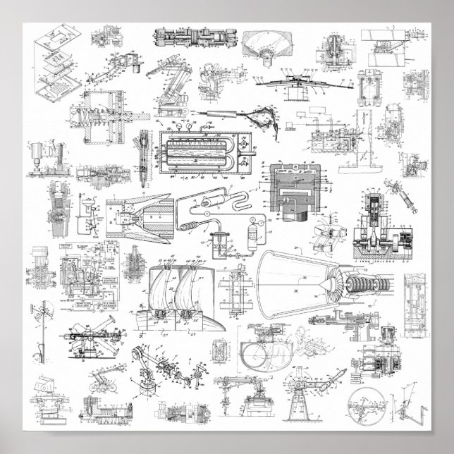 Póster Diagrama de patentes de vista explotada Imprimir (Frente)