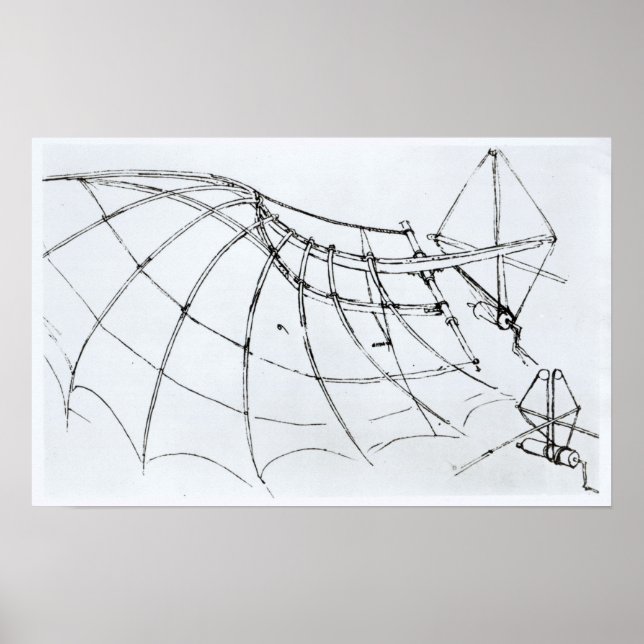 Póster Diagrama de un ala mecánica (Frente)