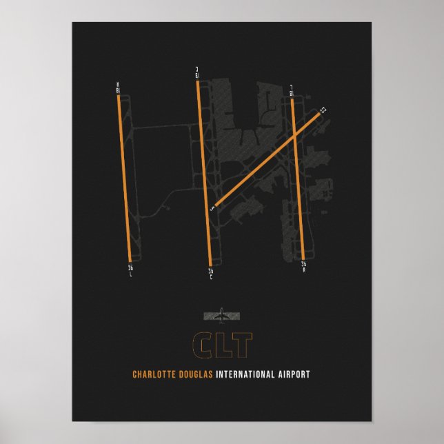 Póster Diagrama del Aeropuerto de Charlotte Douglas (Frente)