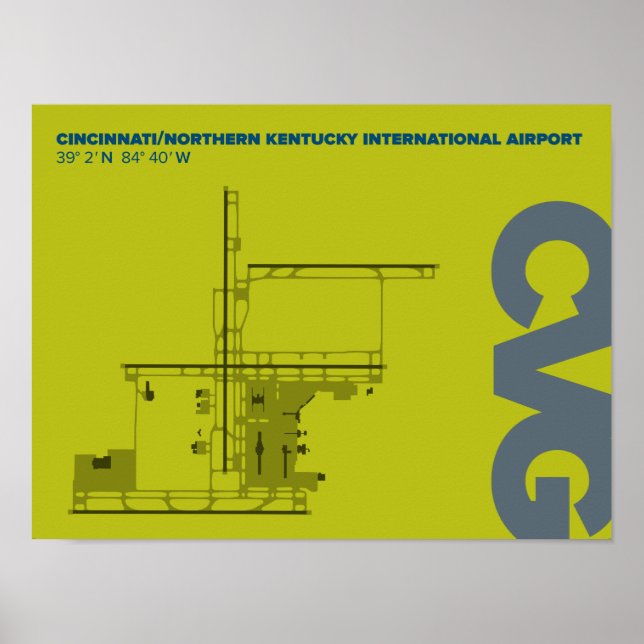 Póster Diagrama del Aeropuerto de Cincinnati/Norte de Ken (Frente)