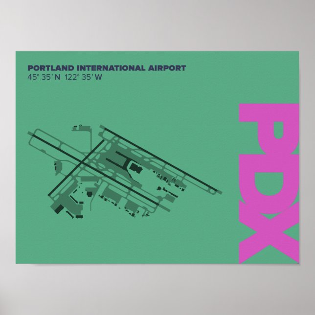 Póster Diagrama del aeropuerto de Portland (PDX) (Frente)