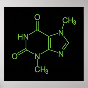 Póster Diagrama químico de la Molécula del chocolate de t