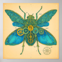 Diagrama Técnico Ornamentado: Insecto Steampunk