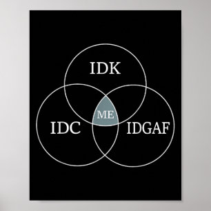 Póster Diagrama Venn Idgaf Gracioso Meme Ciencia Scifi Id