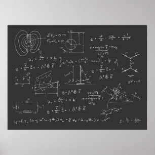 Póster Diagramas de física y fórmulas