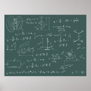 Póster Diagramas de física y fórmulas