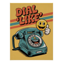 "Dial 'Like'" Retro Phone with Pop Art Emoji