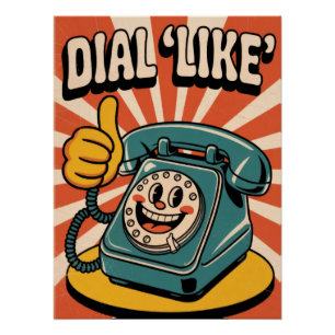 Póster "Dial 'Like'" Vintage Pop Art Phone with Thumbs Up
