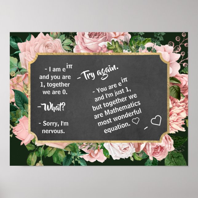 Póster Diálogo romántico matemático en el tablero negro - (Frente)