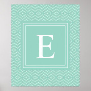 Póster Diamantes de época Turquesa Verde azulada blanca