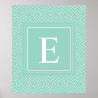 Póster Diamantes de época Turquesa Verde azulada blanca