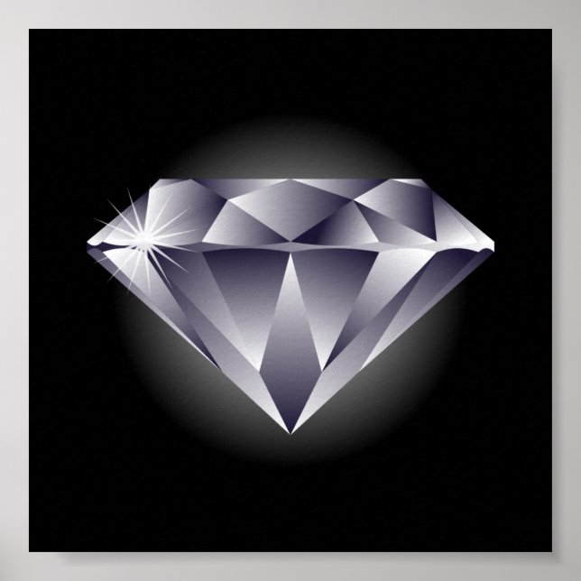 Póster Diamantes plateados 1307552490_Vector_Clipart negr (Frente)