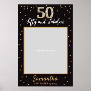 Póster Diamond Gold And Black Birthday Photo Prop Frame