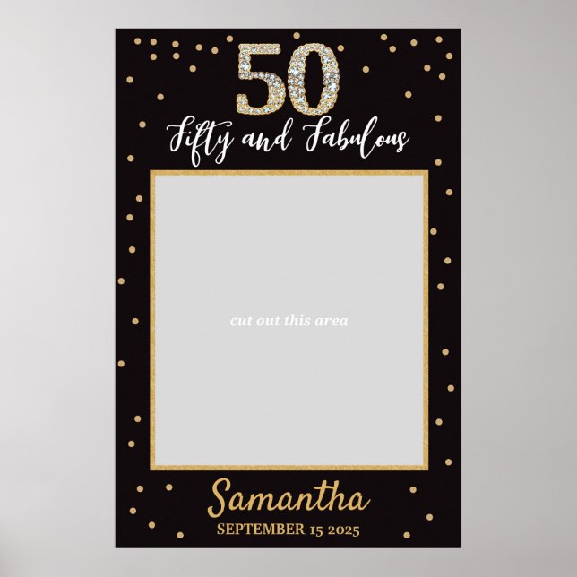 Póster Diamond Gold And Black Birthday Photo Prop Frame (Frente)
