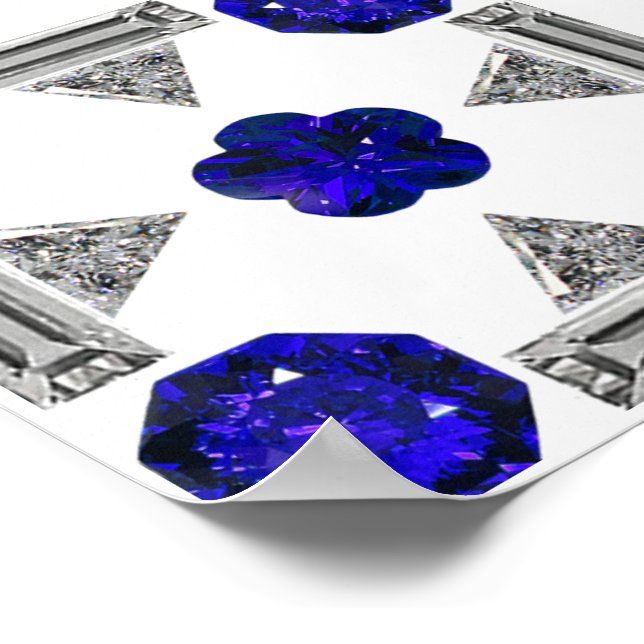 Póster Diamond Sapphire Gemstone Art, Azul (Esquina)