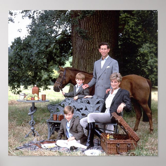 Póster Diana Charles William Harry 1992 (Frente)