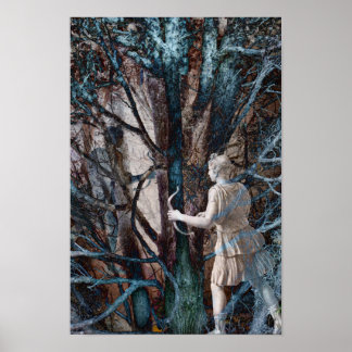 Póster Diana, diosa de la caza, en un bosque mágico