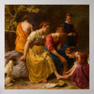 Póster Diana y sus Compañeras por Johannes Vermeer