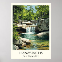 Póster Diana's Baths New Hampshire Falls