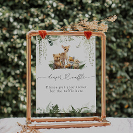 Póster Diapé Baby Shower neutro para animales de Woodland