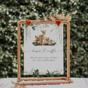 Póster Diapé Baby Shower neutro para animales de Woodland