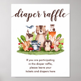 Póster Diaper de Woodland Raffle Cae Bebé