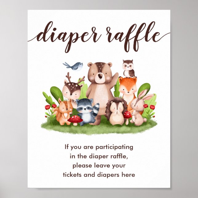 Póster Diaper de Woodland Raffle Cae Bebé (Frente)
