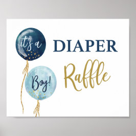 Póster Diaper Raffle azul marino bebé chile
