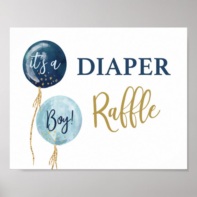 Póster Diaper Raffle azul marino bebé chile (Frente)