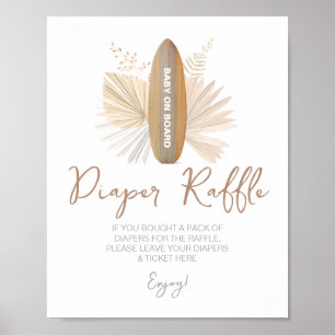Póster Diaper Raffle Baby en el Rótulo Baby Shower a bord