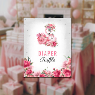 Póster Diaper Raffle Baby Game Silver Flamingo Ballerina