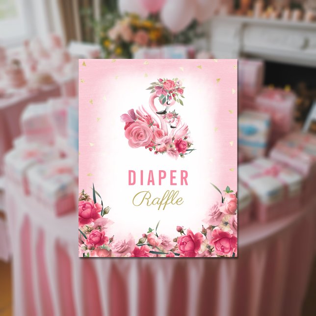 Póster Diaper Raffle Baby Shower Pink Flamingo Ballerina (Subido por el creador)