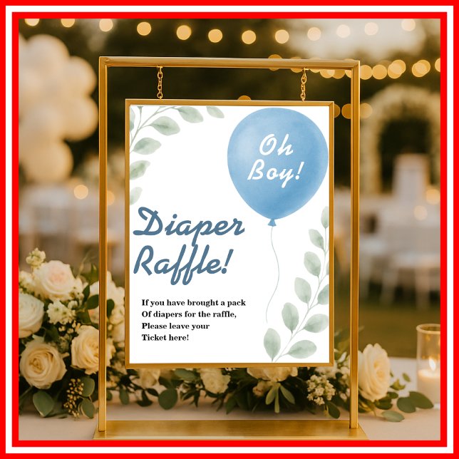 Póster Diaper Raffle Balloon Eucalyptus Baby Shower GAME (Subido por el creador)