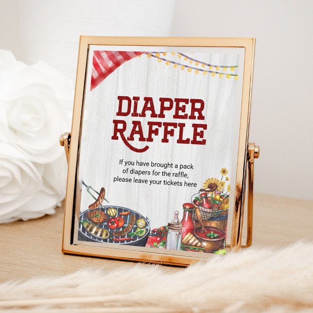 Póster Diaper Raffle BBQ Backyard Rústico Baby Shower (Subido por el creador)