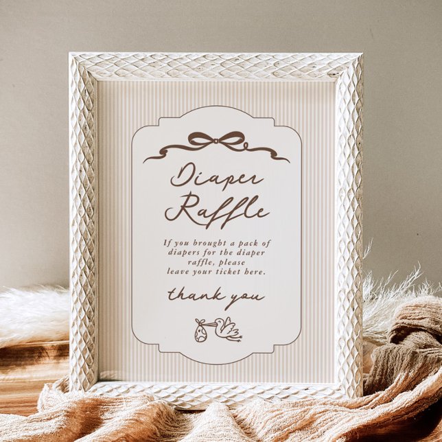 Póster Diaper raffle Bebe Cafe Brown Bow Handdrawn (Subido por el creador)