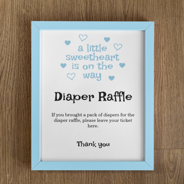 Póster Diaper Raffle Blue boy Rótulo Baby Shower (Subido por el creador)
