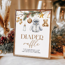 Póster Diaper Raffle Boho Navidades Holiday Baby Shower