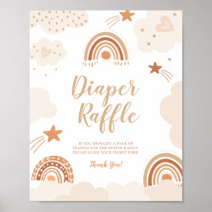 Póster Diaper Raffle Boho Rótulo arcoiris