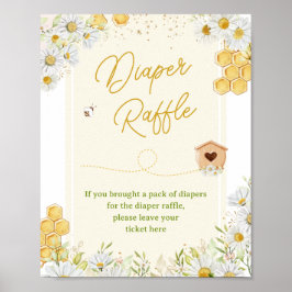 Póster Diaper Raffle Bumblebee Honey Baby Shower Sprinkle