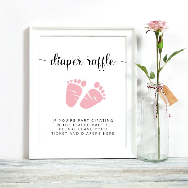 Póster Diaper Raffle Cae Pies Rosados Bebé Ducha (Subido por el creador)