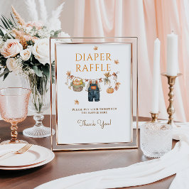 Póster Diaper Raffle Calabaza Rústica Caída Baby Shower