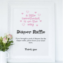 Póster Diaper Raffle Chica rosado Rótulo Baby Shower