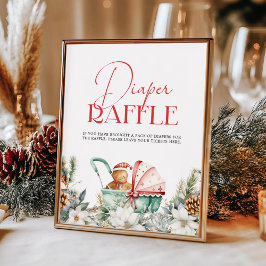 Póster Diaper Raffle Christmas Gingerbread Baby Shower